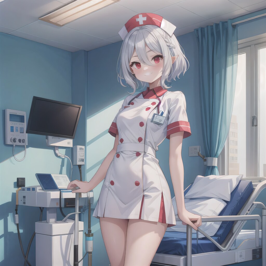 白髪ボブで白衣の少女５