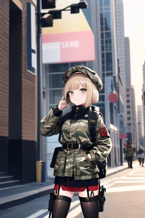 ベレー帽娘（今新橋なんだけど敵いないよ。） | の人気AIイラスト・グラビア