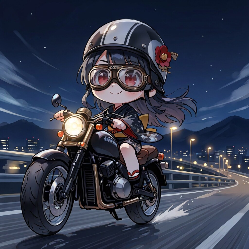 ミニトキヒメ(夜のバイク旅) | の人気AIイラスト・グラビア