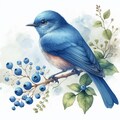 「メーテルリンクの青い鳥」のイメージ画像を水彩画風で。 3枚目