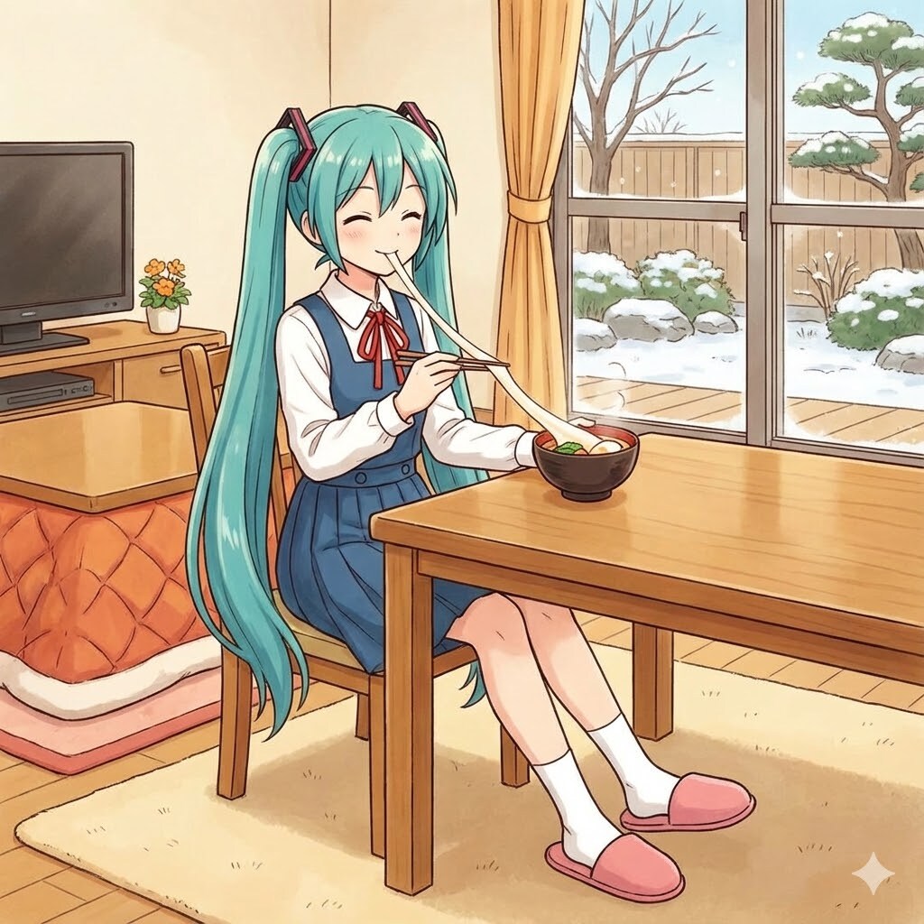 伸びる雑煮のもち