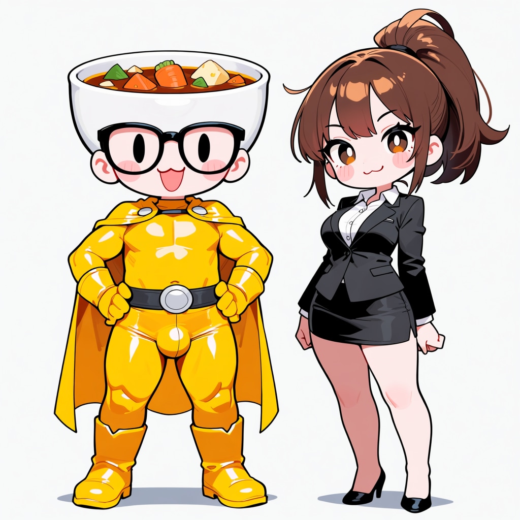 メガネカレーマンとポニテスーツちゃん
