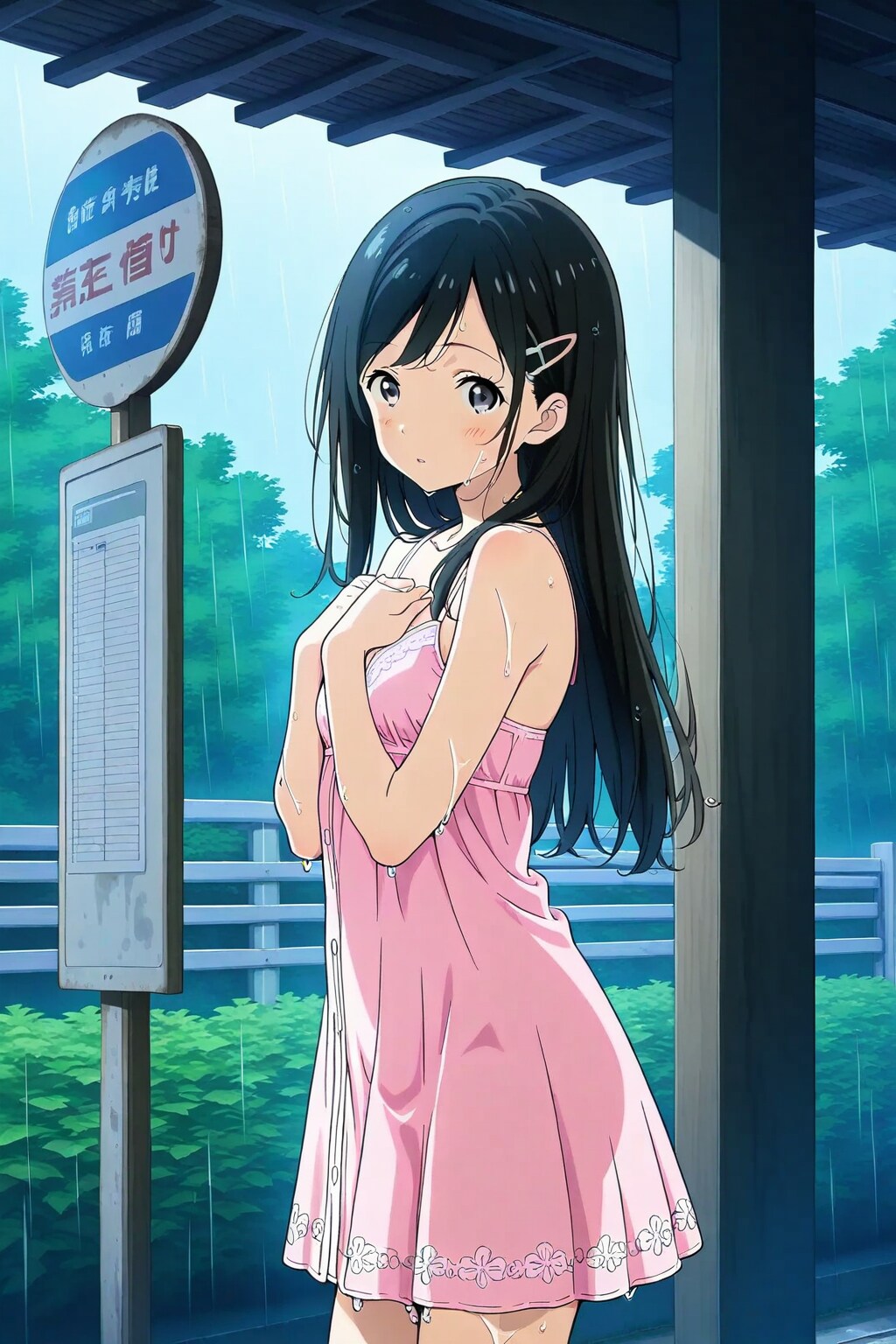 雨宿りする三女ちゃん⛄✨ | の人気AIイラスト・グラビア