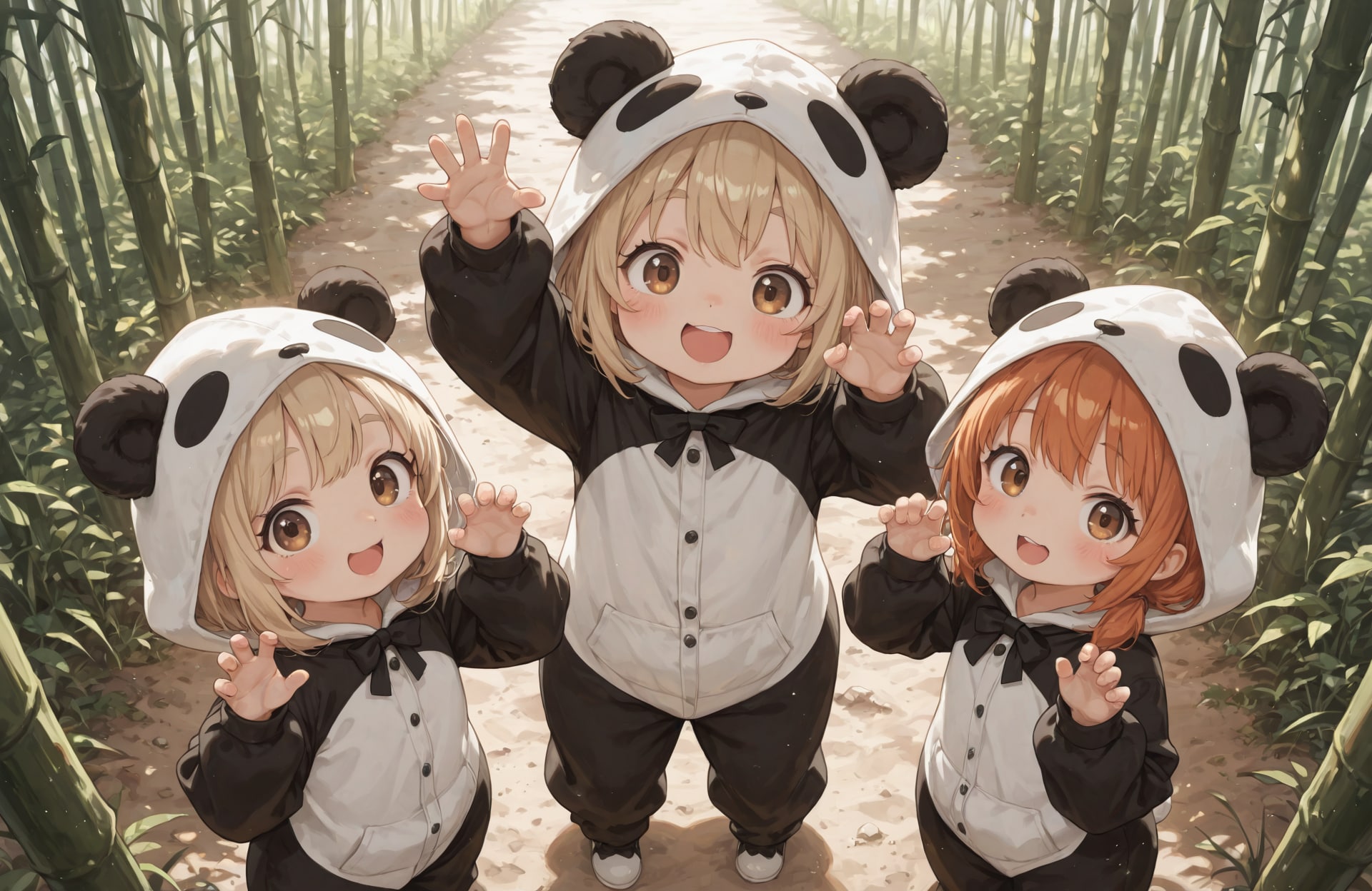 【耐久テスト】パンダ3匹 | の人気AIイラスト・グラビア