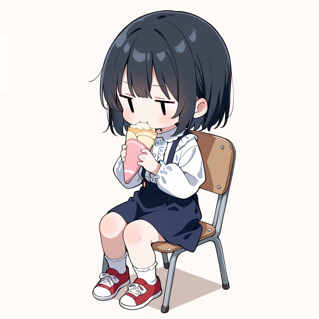 クレープを食べる