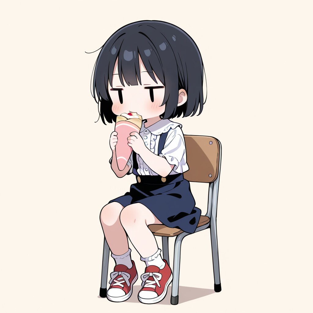 クレープを食べる