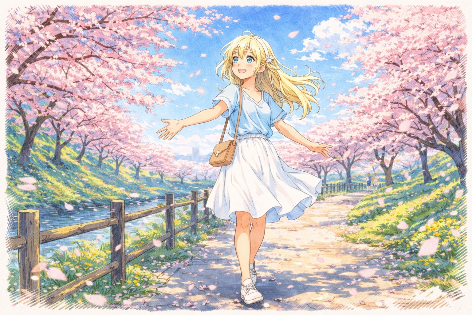 桜が咲いている道 | の人気AIイラスト・グラビア