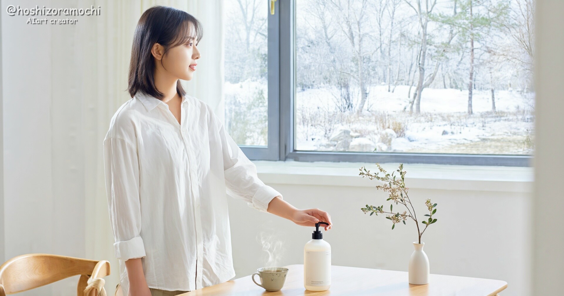 窓辺の雪景色、なんて贅沢な時間☕