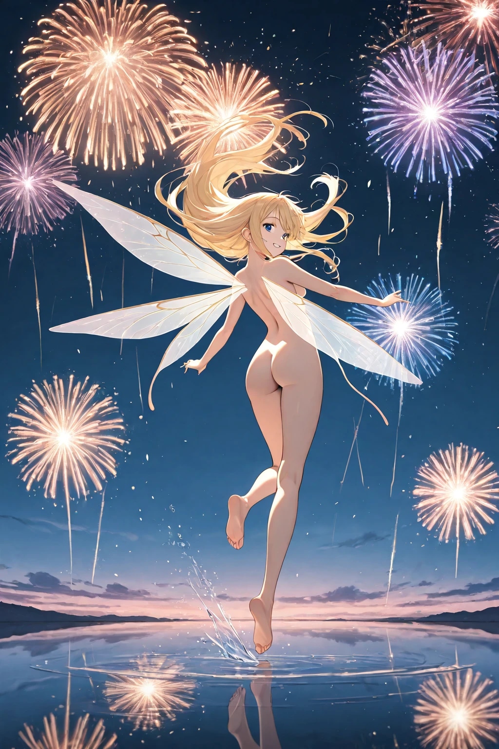 夏の夜空に舞う