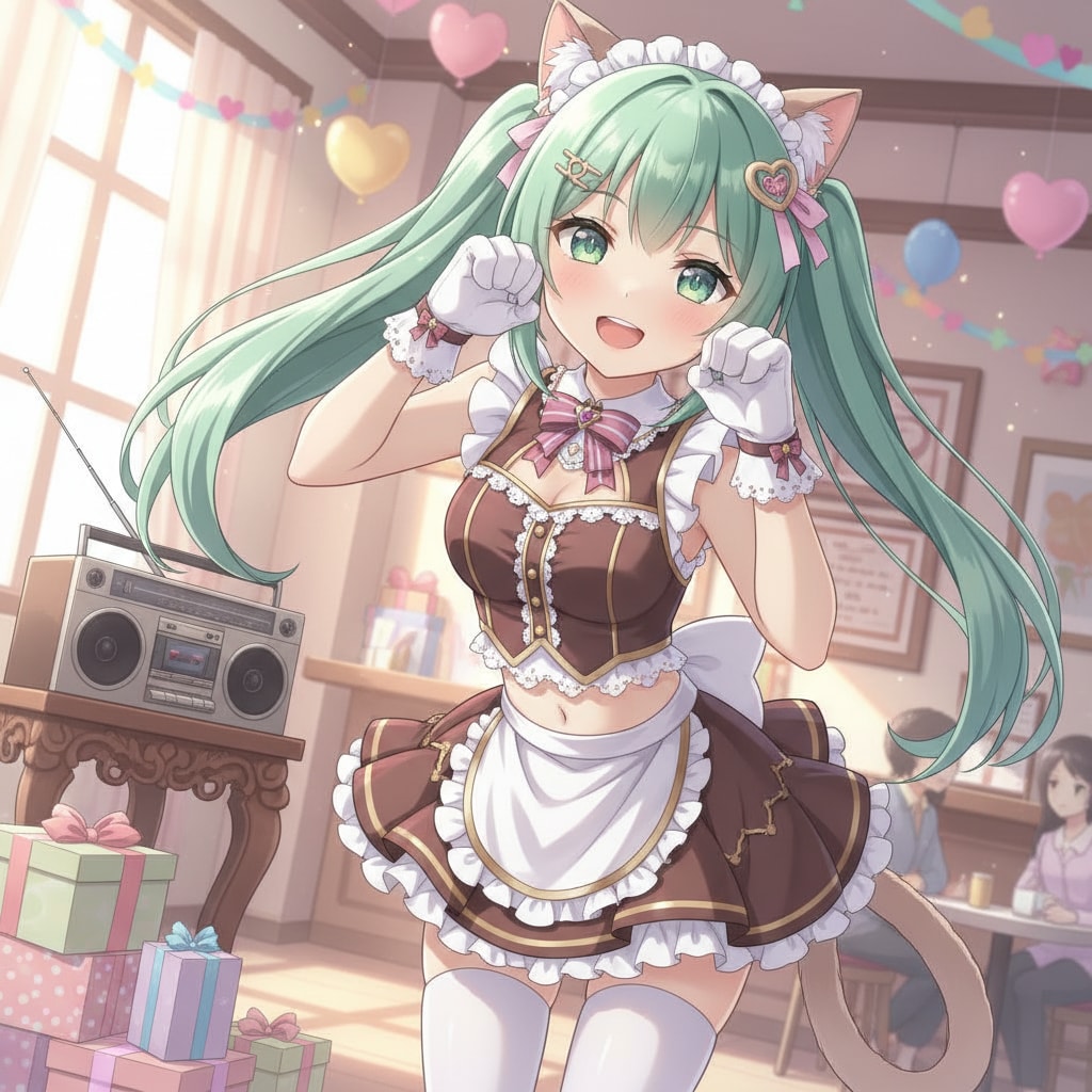 みどツイにゃん。2月13日 #世界ラジオデー。バレンタインメイド。