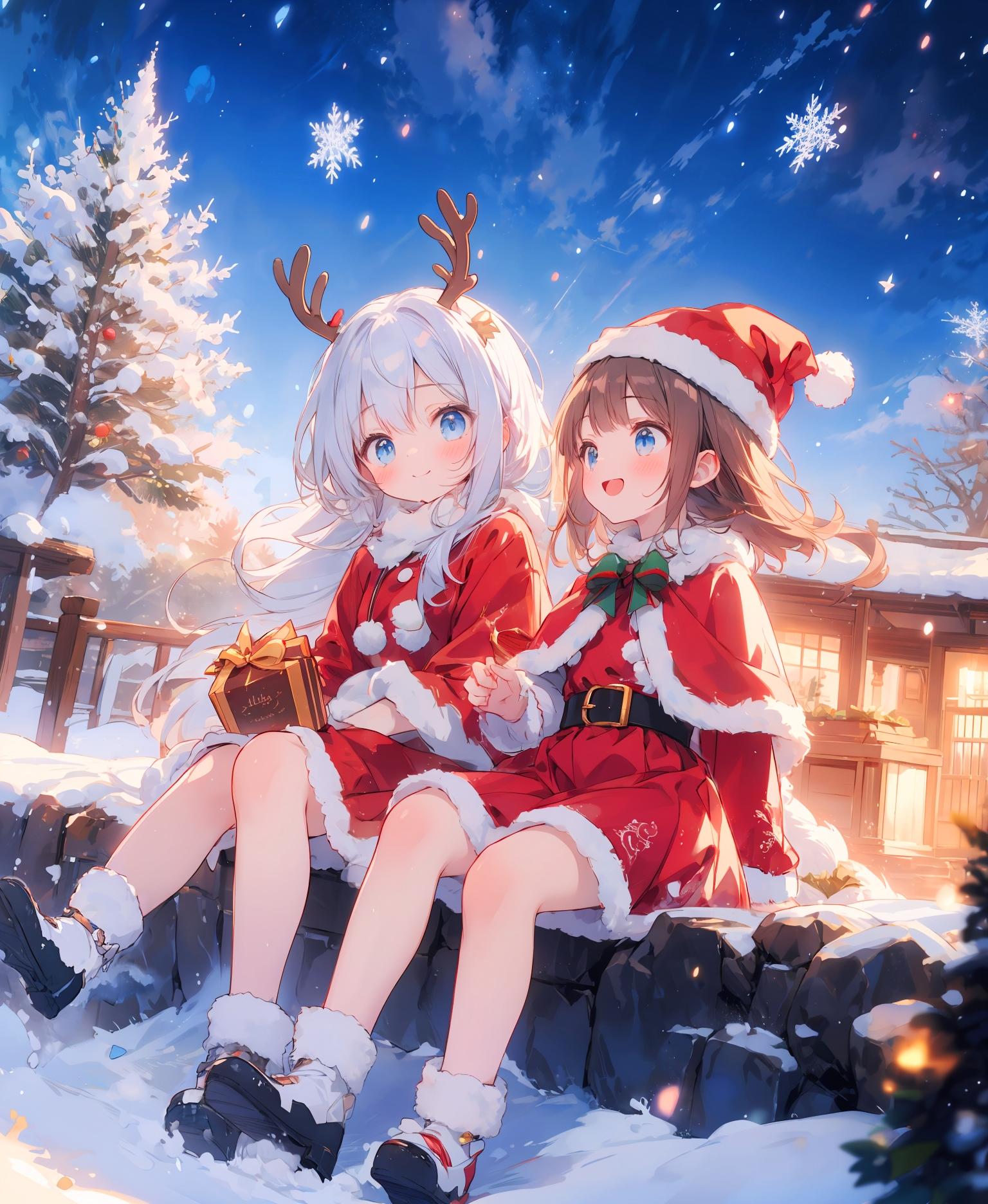 サンタとトナカイ少女 | の人気AIイラスト・グラビア