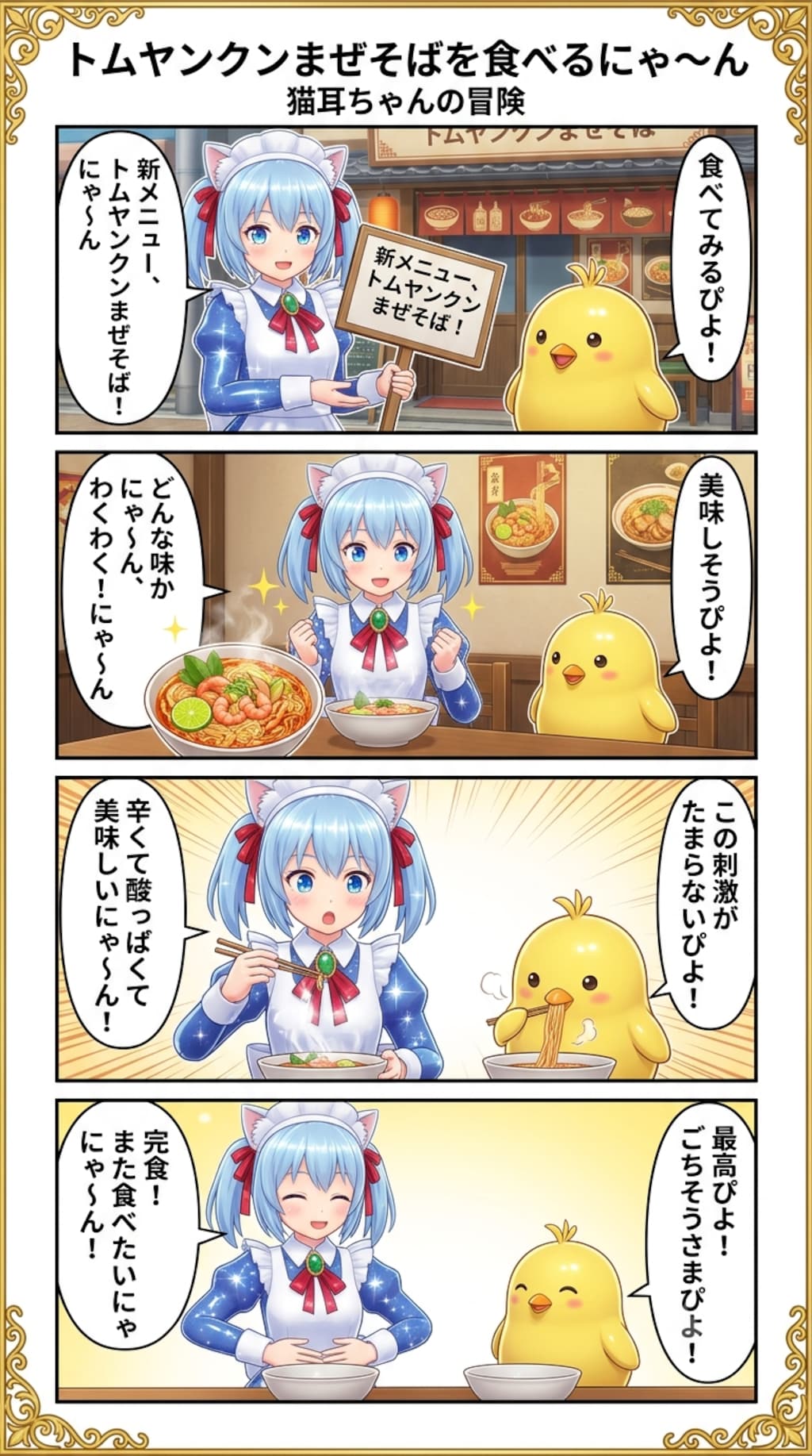 トムヤンクンまぜそばを食べるにゃ〜ん