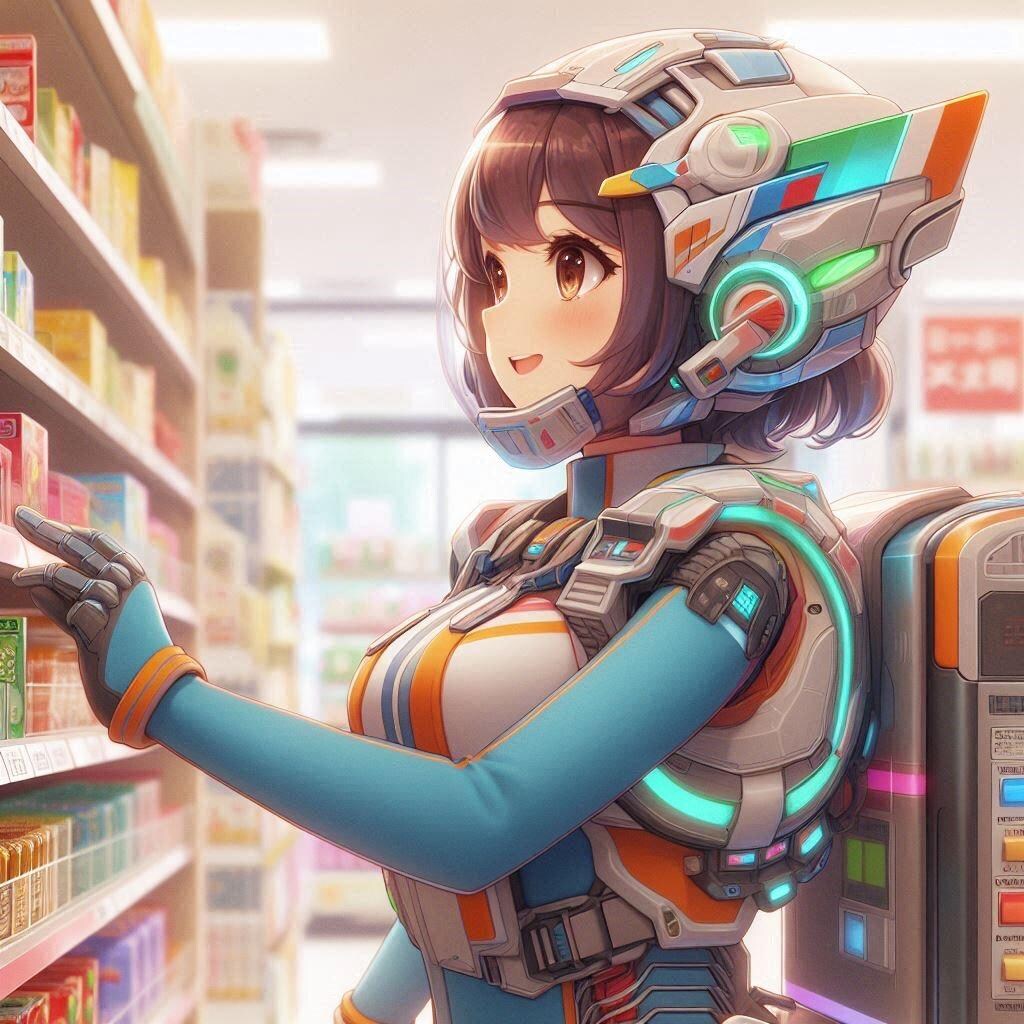コンビニで働くパワードスーツちゃん