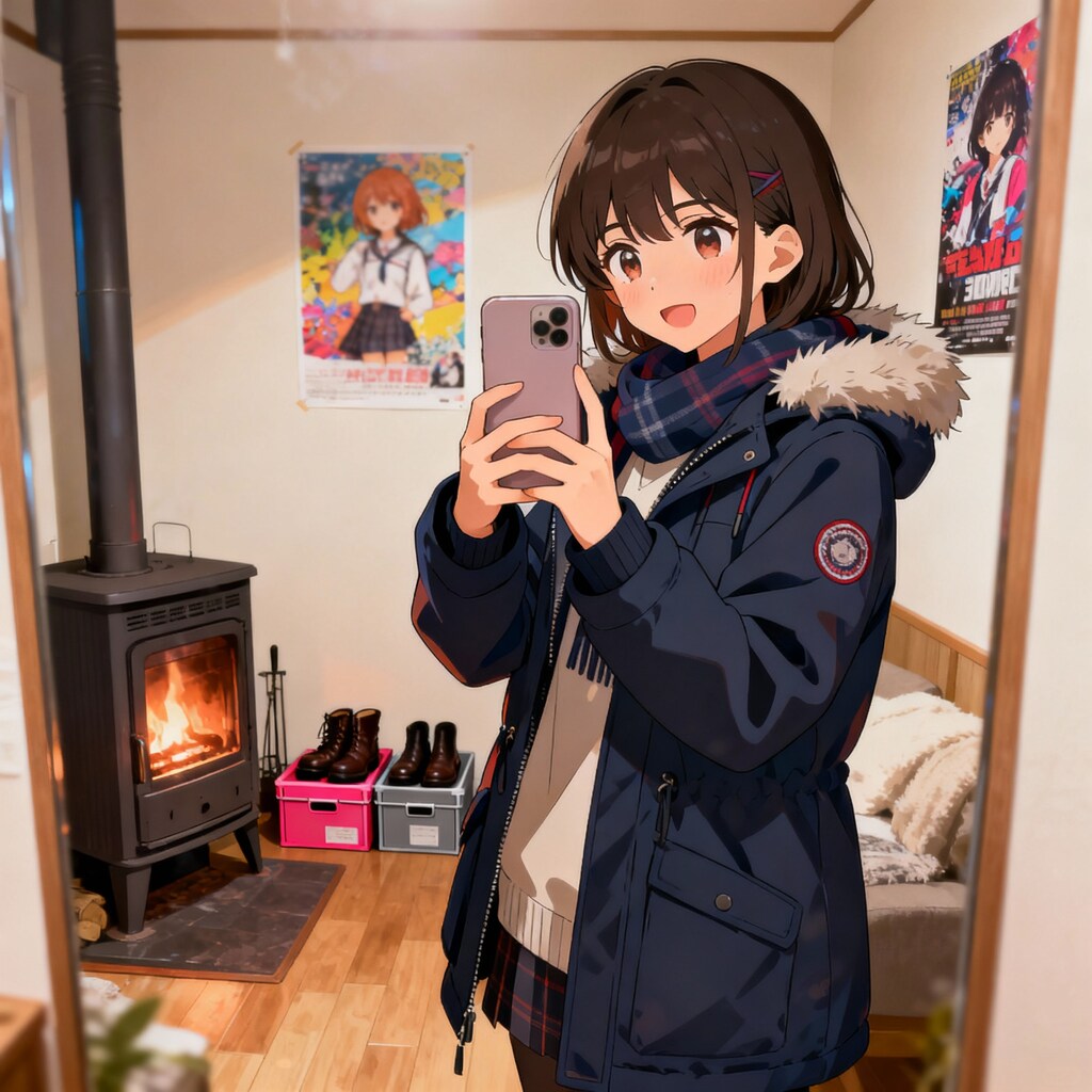 部屋で自撮り。