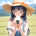 おにぎりを食べる少女 4枚目