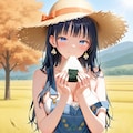 おにぎりを食べる少女 3枚目