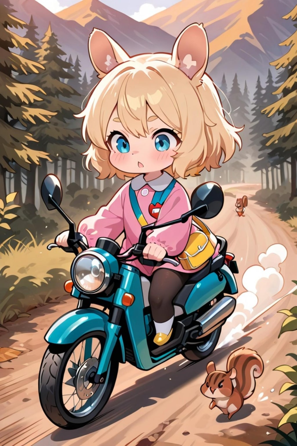 バイクに乗る金髪ちゃん
