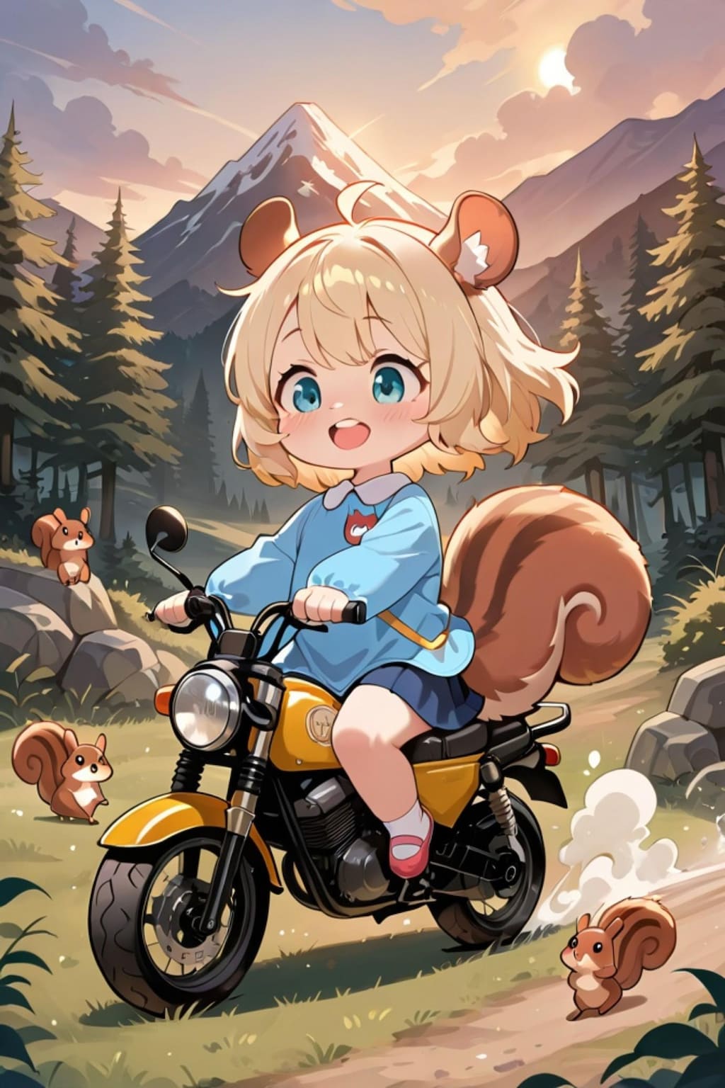 バイクに乗る金髪ちゃん