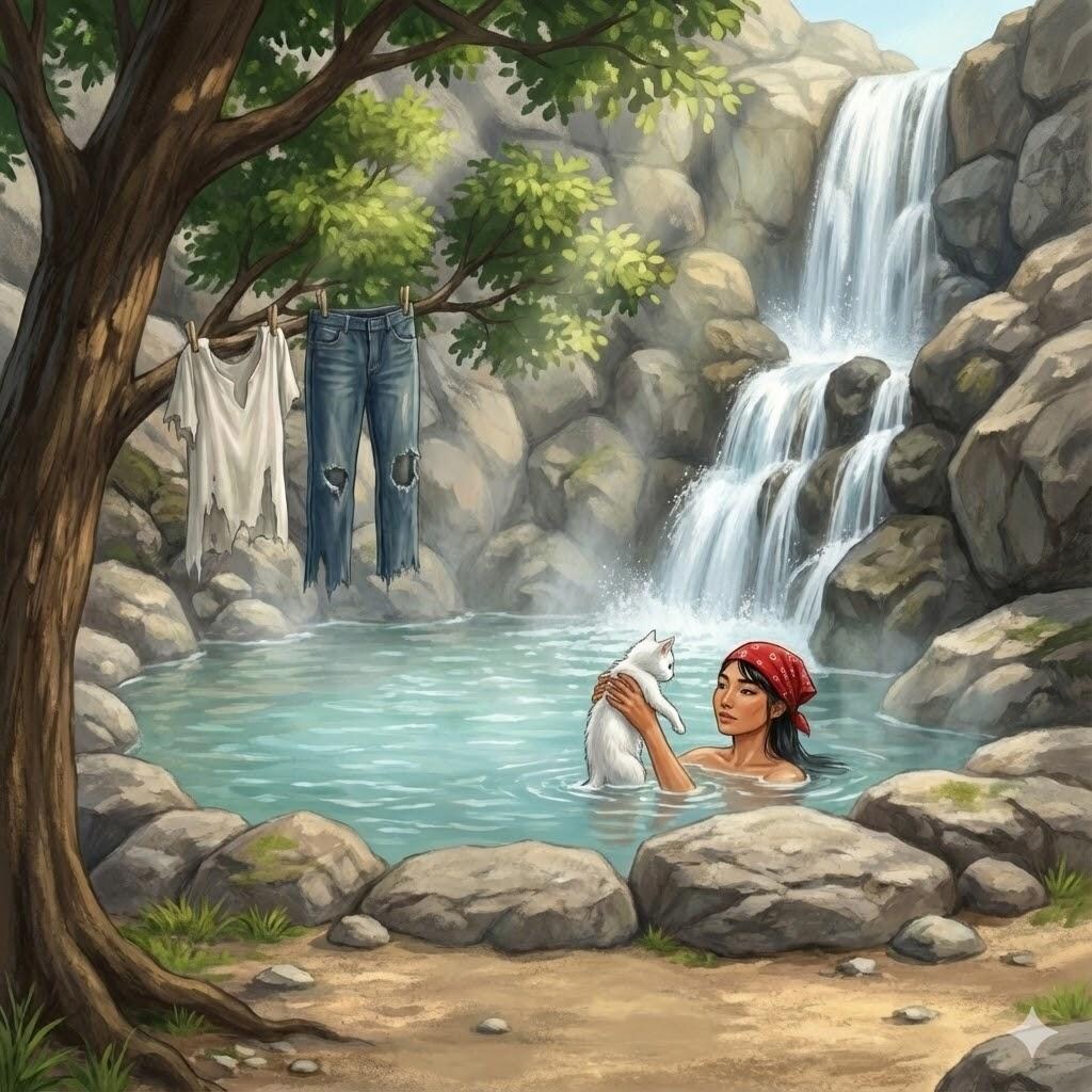 無人島温泉♨️お約束の入浴シーン