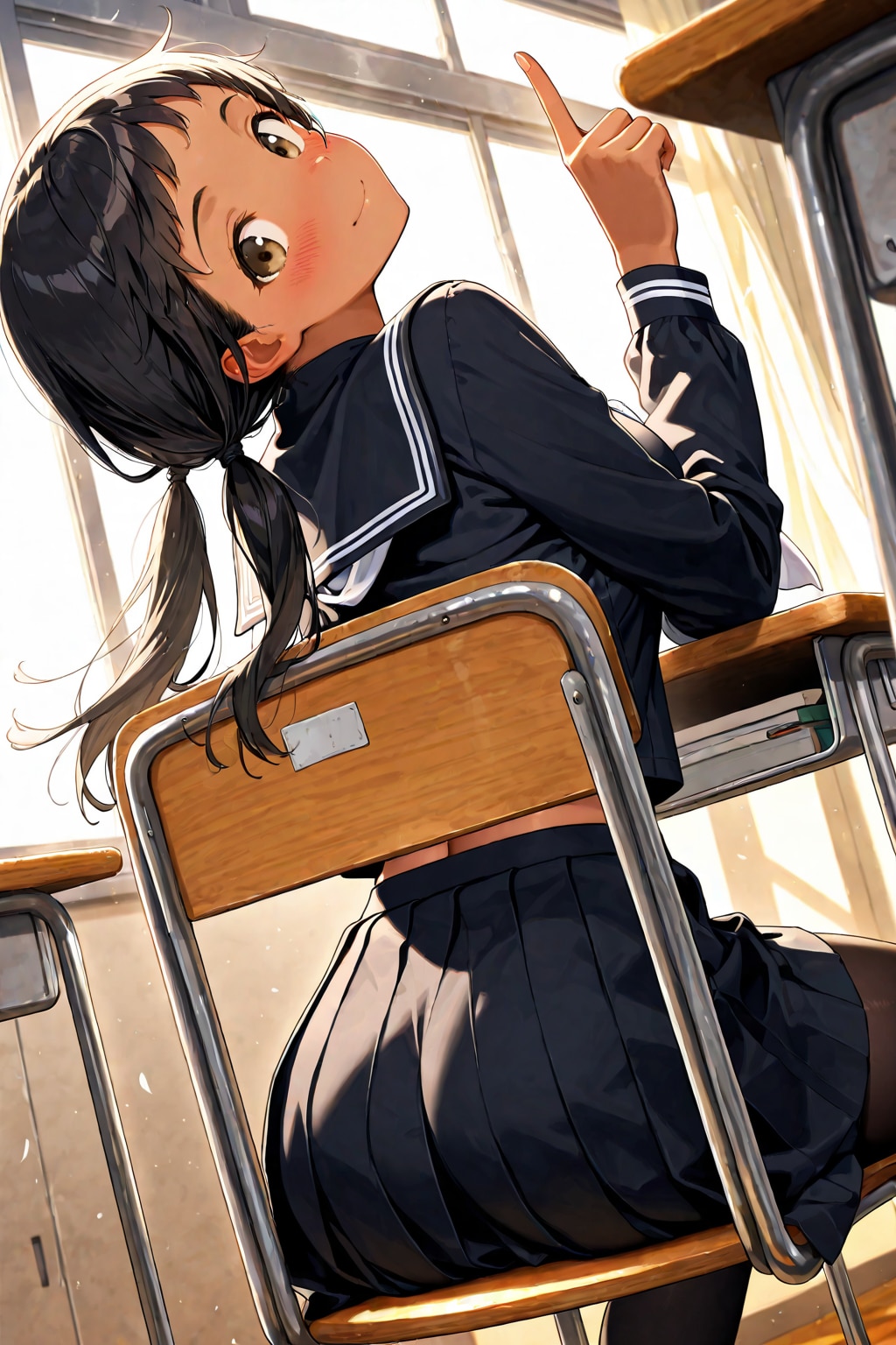 学校の椅子のアソコから見えるアレ | の人気AIイラスト・グラビア