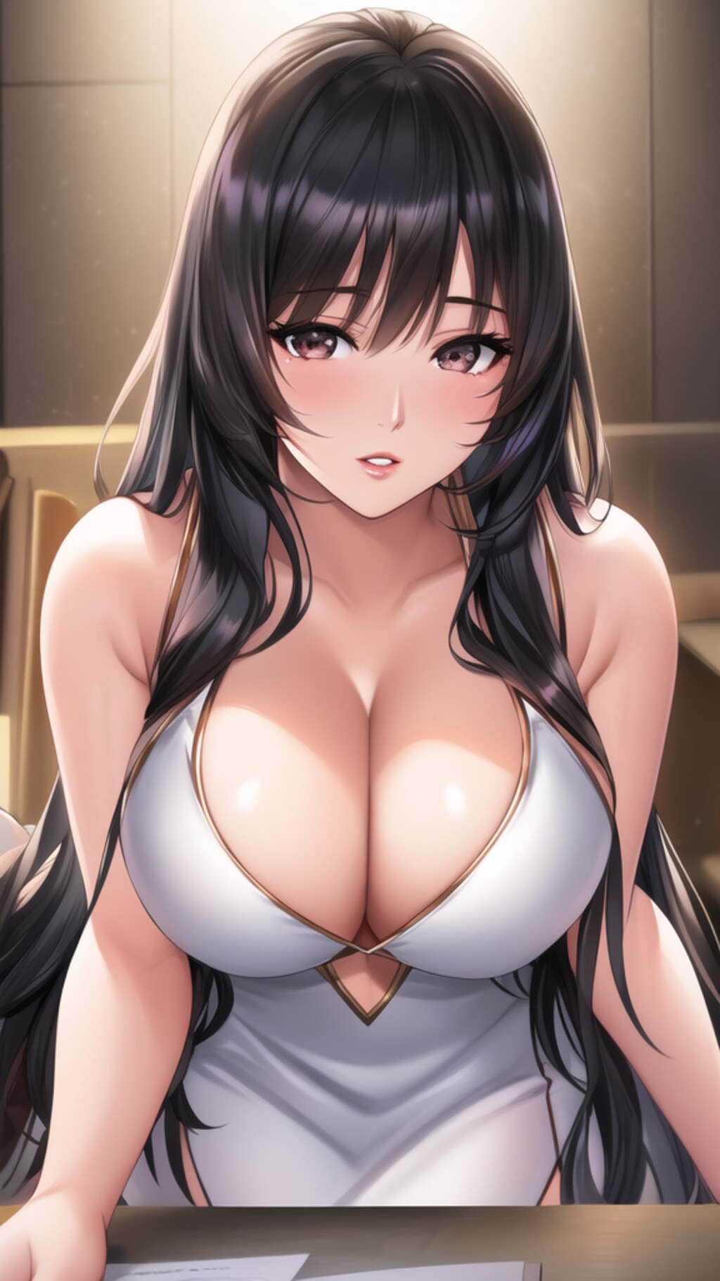 スタイリッシュな白ドレスのお姉さん