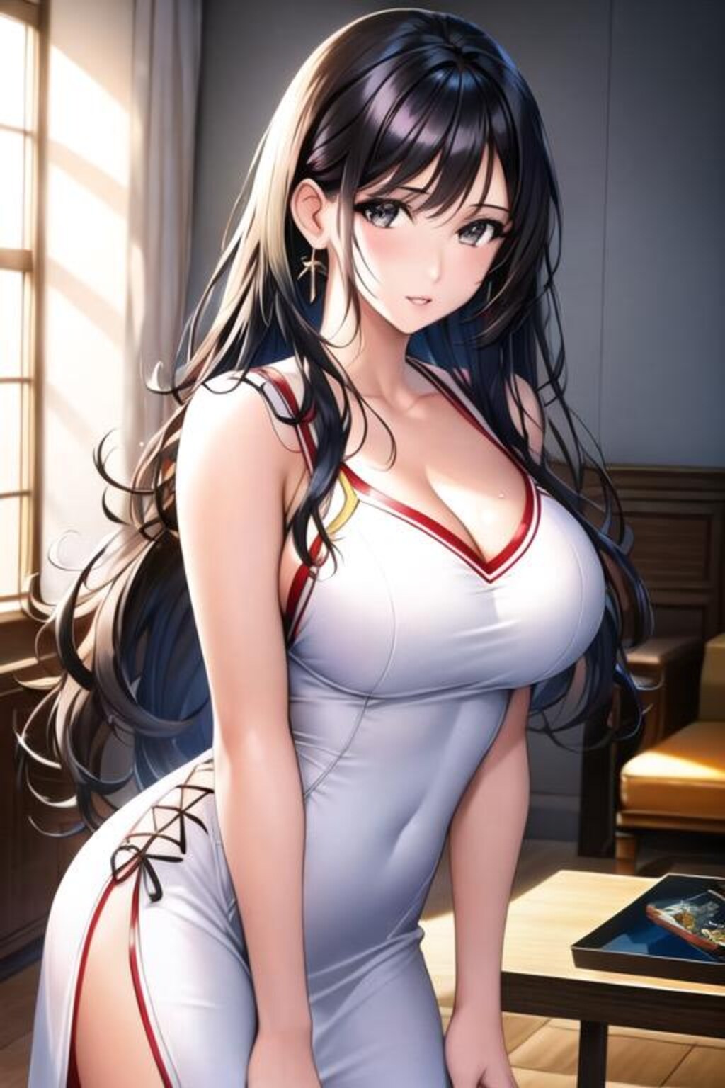 スタイリッシュな白ドレスのお姉さん