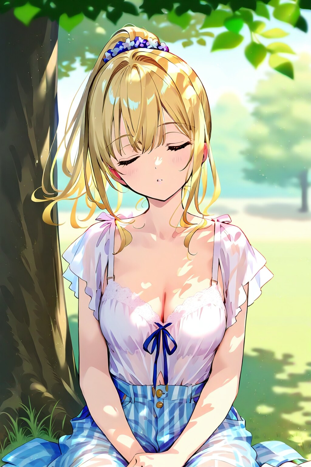 木漏れ日がさす木陰で