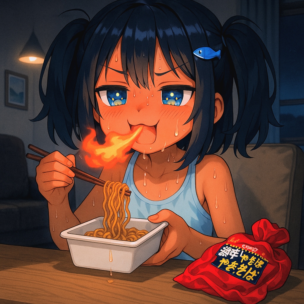 激辛ペヤングを食べるこなつちゃん