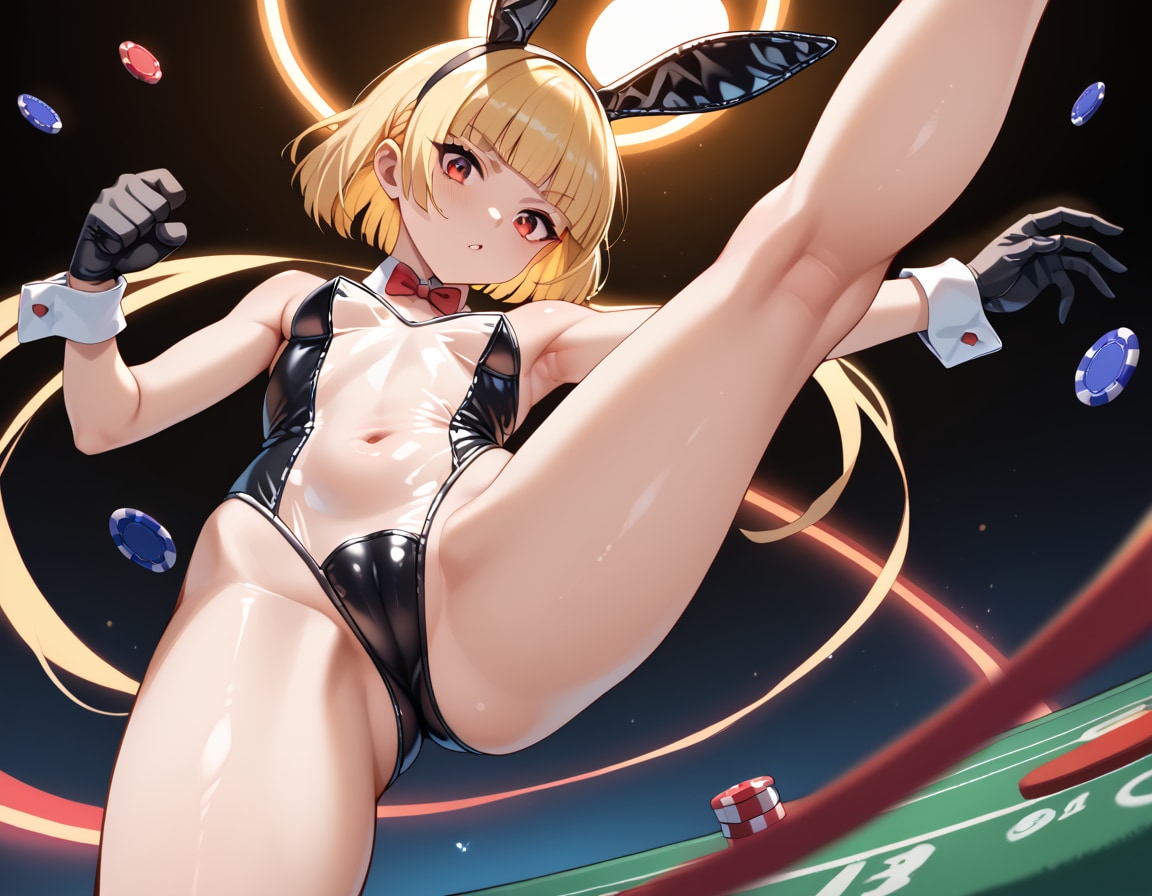 透明バニーちゃんハイレグキック
