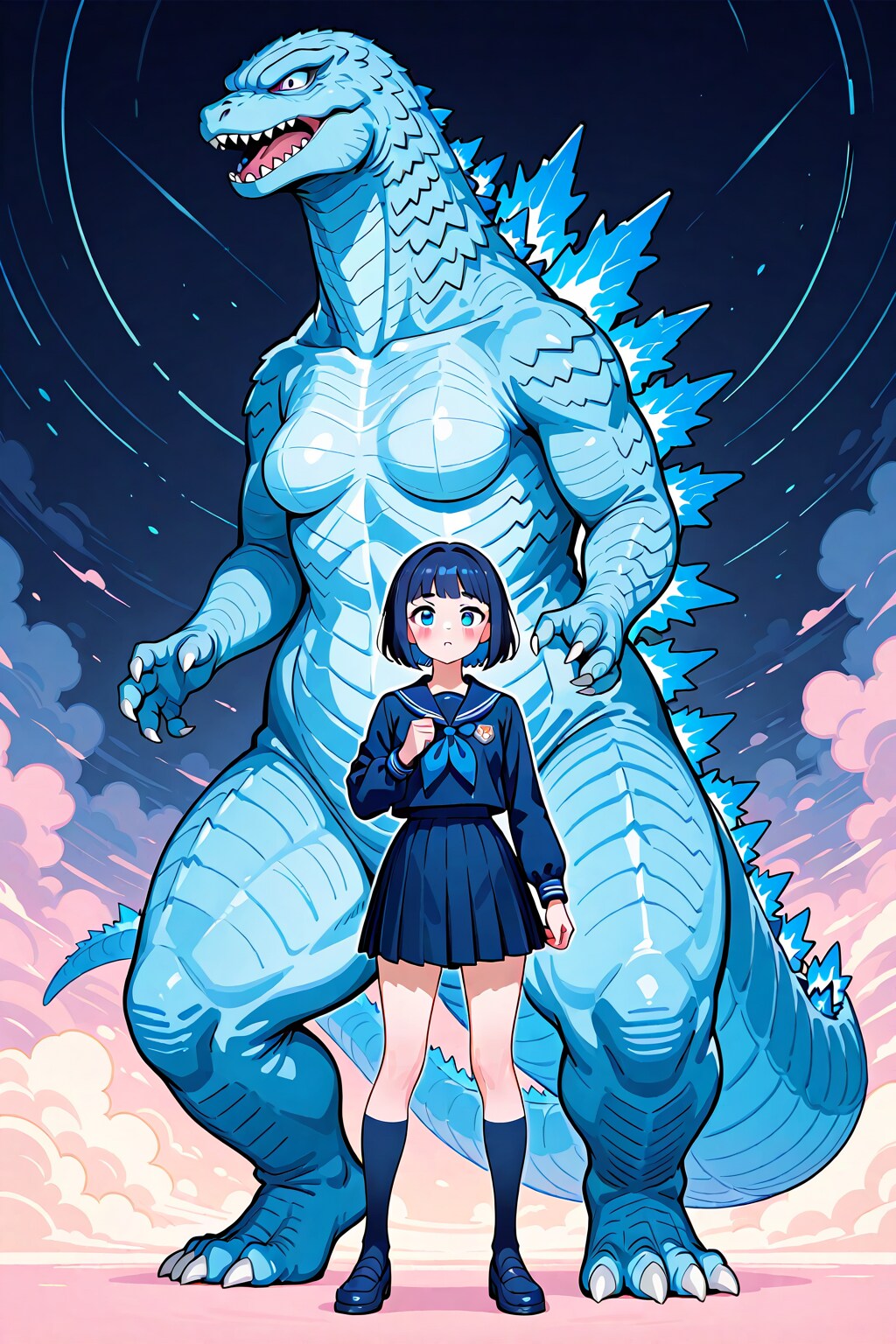 セーラー服を着たゴジラ