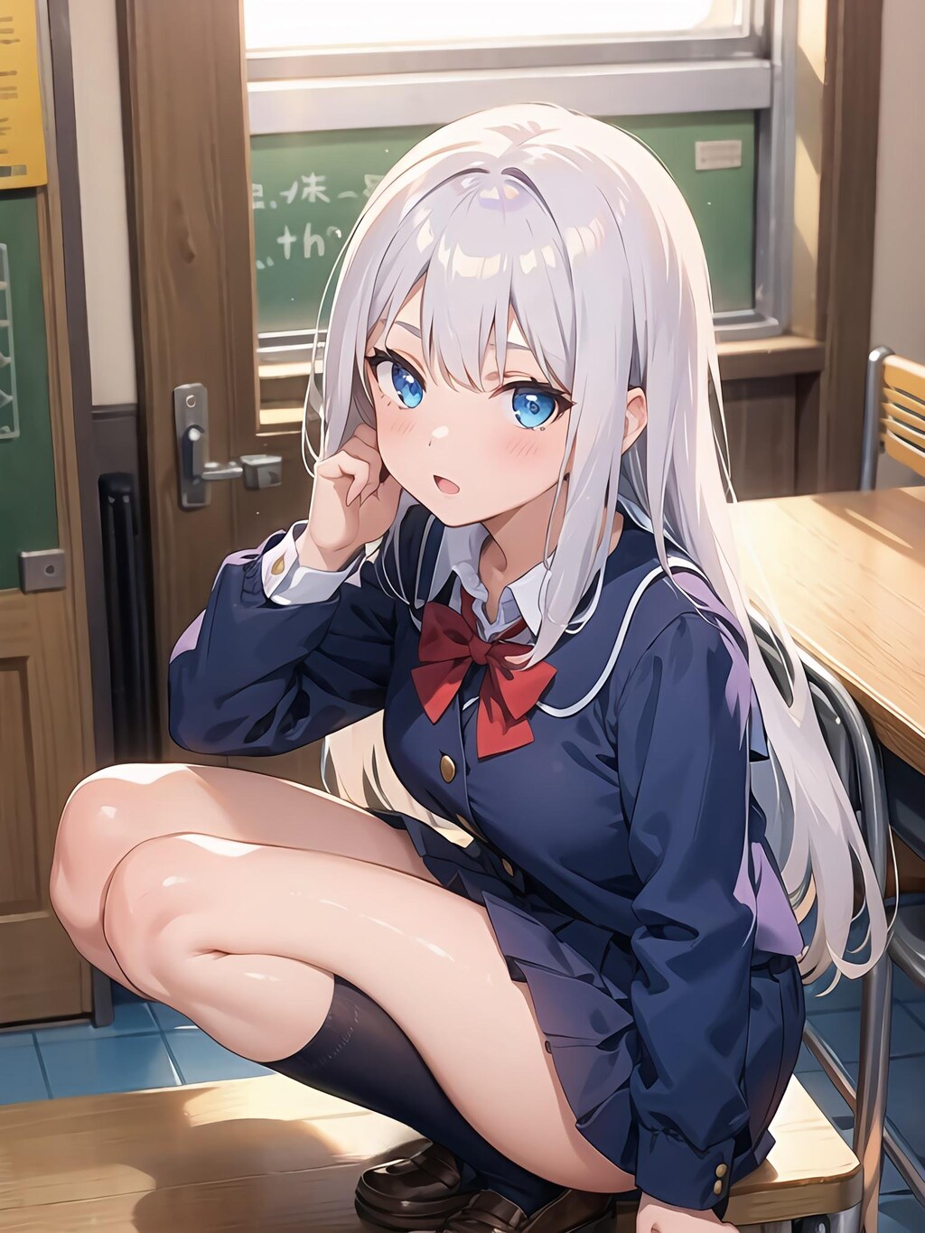 机の上に乗るんじゃ無いっ