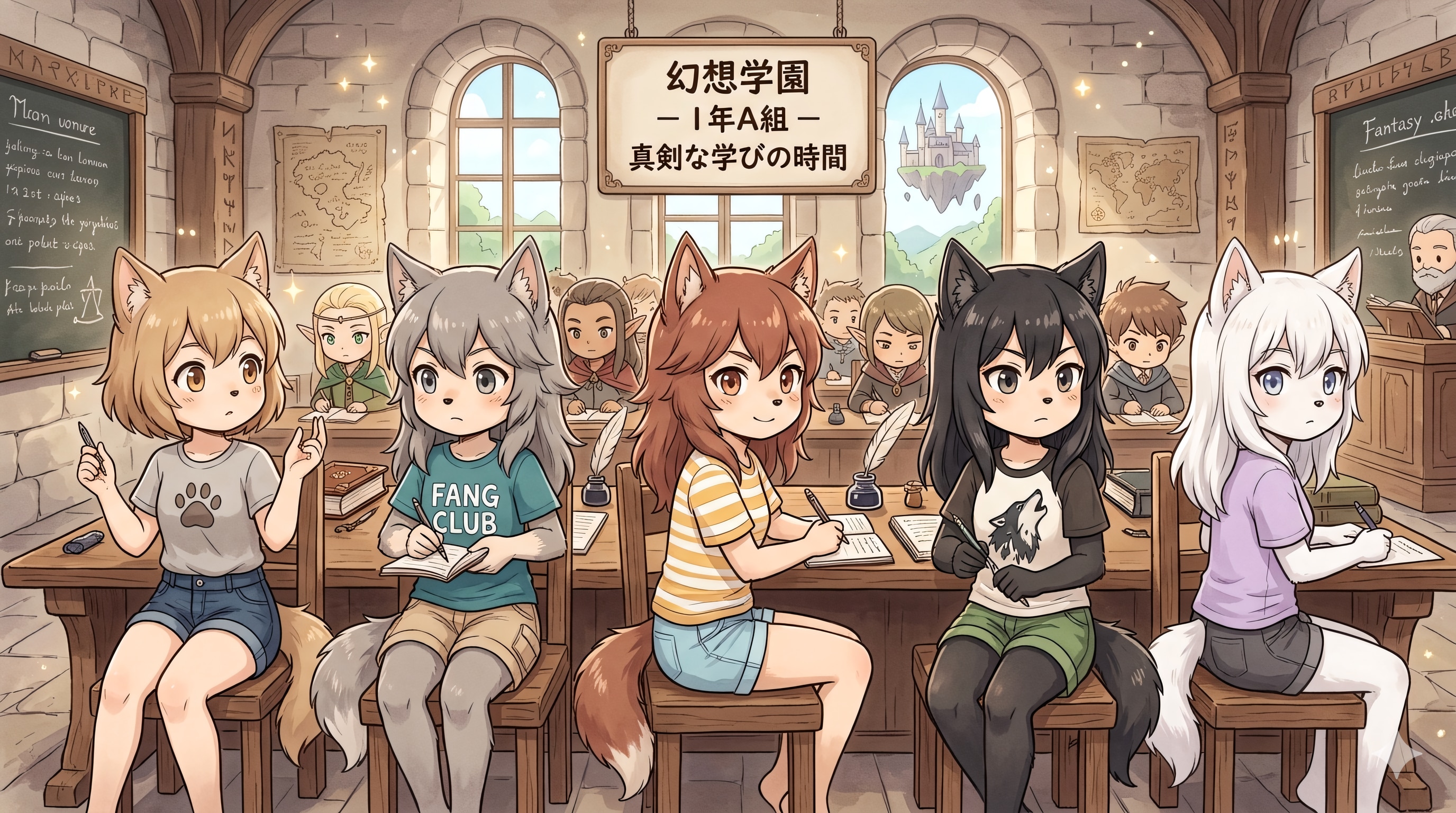 ホットパンツを履いた人狼女子の授業風景２