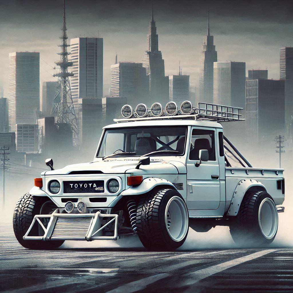 ホワイトカラートヨタランクルのドリ車 | の人気AIイラスト・グラビア