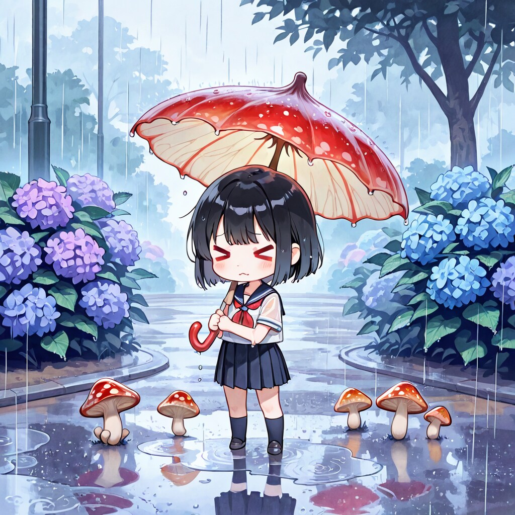 黒髪ちゃんと雨