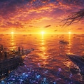 惑星《ハウゼンゼーゼ》と水平線太陽期の光景 2枚目