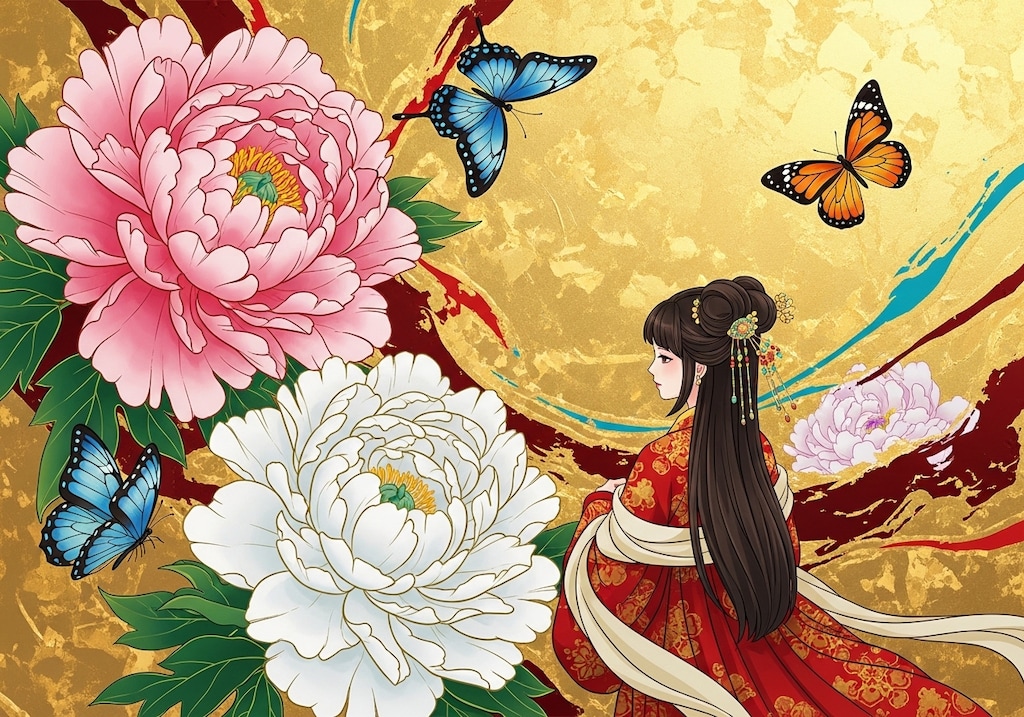 蝶と牡丹と少女