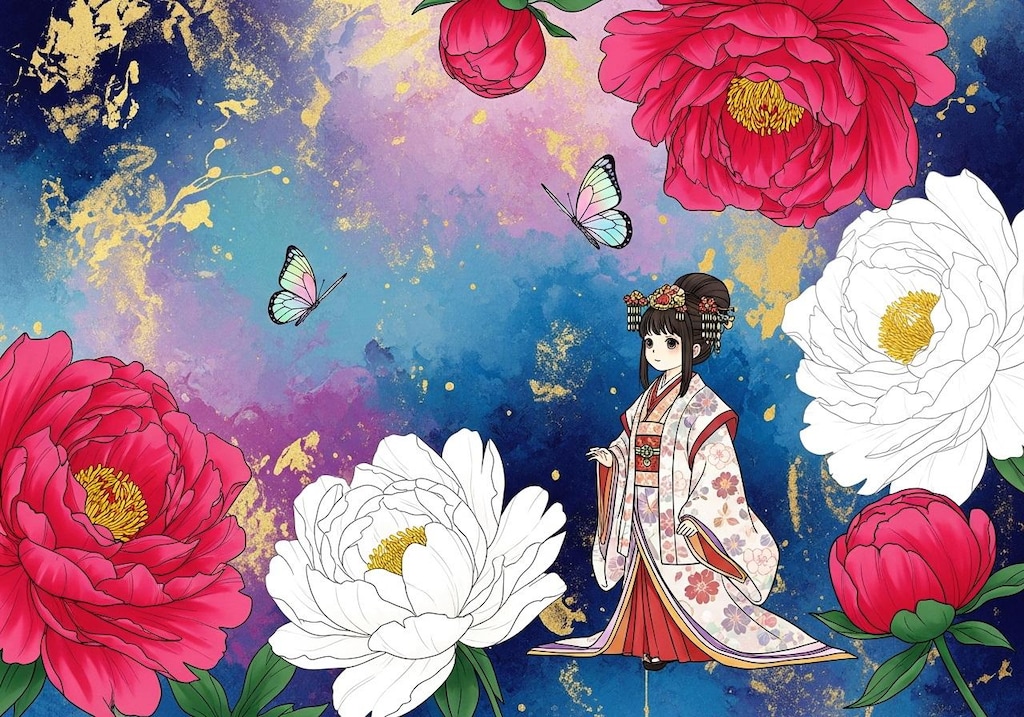 蝶と牡丹と少女