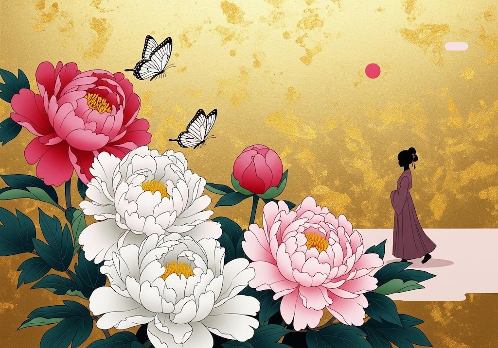 蝶と牡丹と少女