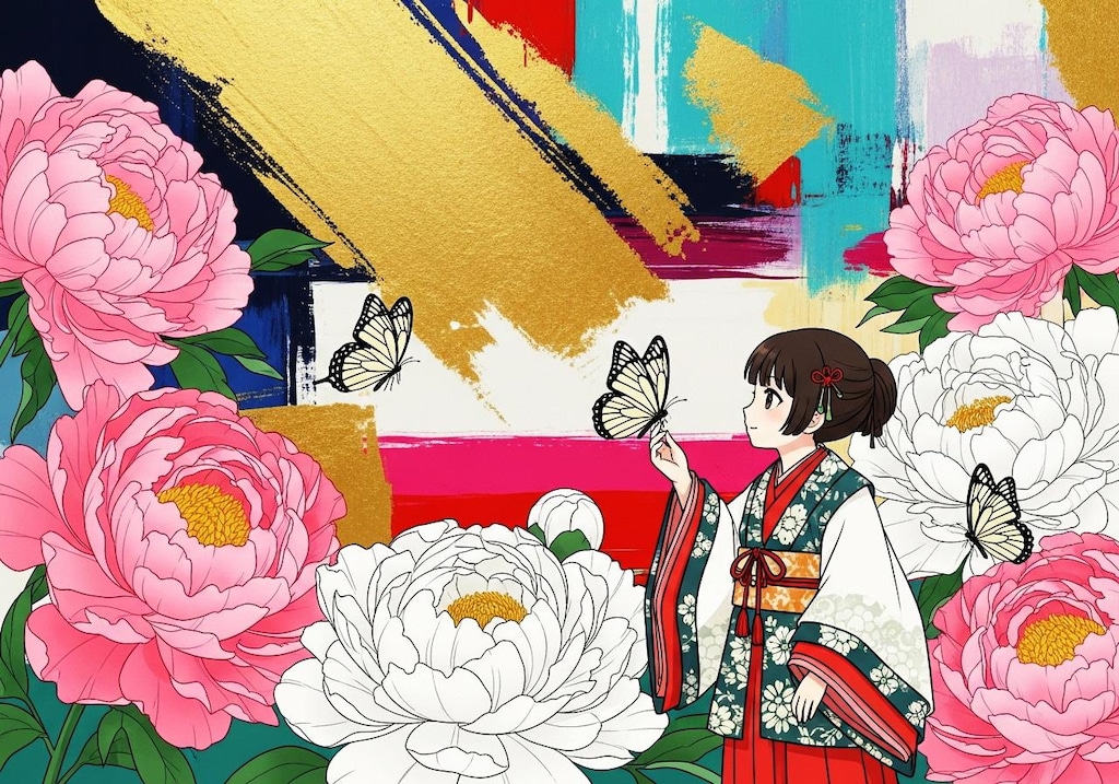 蝶と牡丹と少女