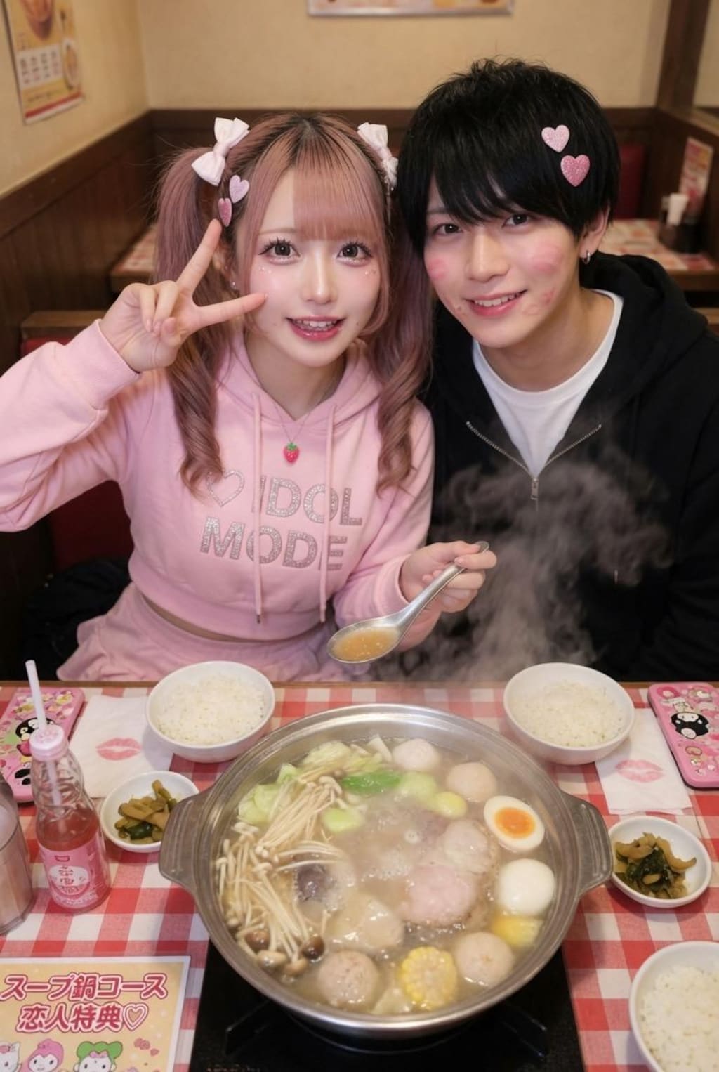 彼氏とスクープ写真作ろうとして、間違えてスープデートになったやつ。かわいいからよしとする！