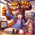 超高速でゲームクリアするためソフトを抜く小さな女の子 2枚目