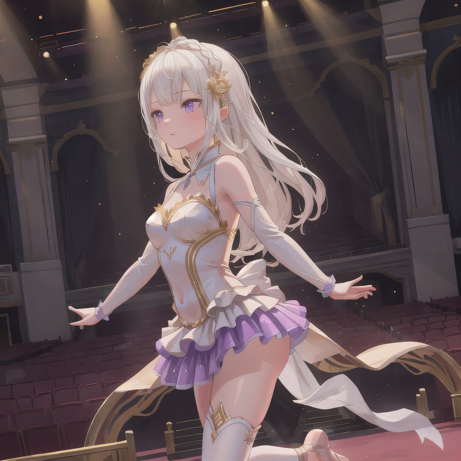 白髪ロングで演劇の少女７ | の人気AIイラスト・グラビア