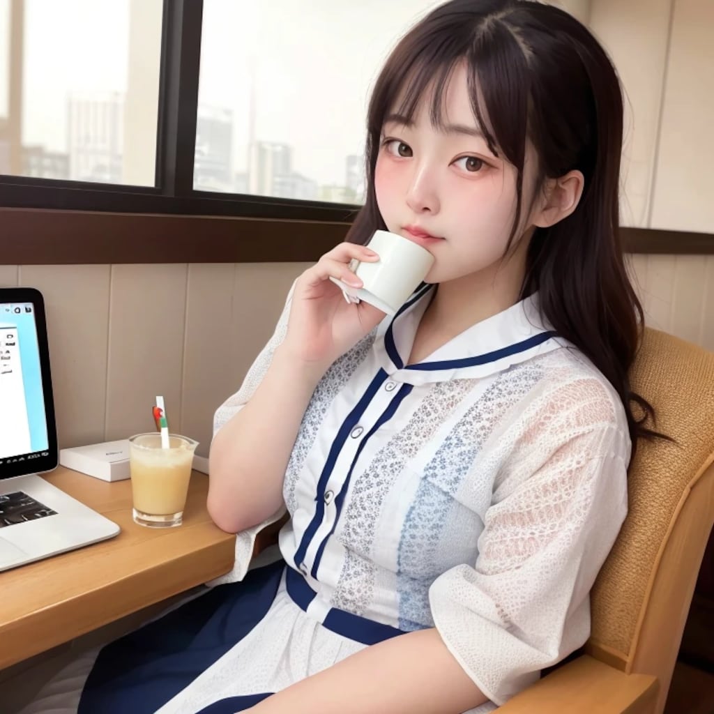 黒髪ロングで漫画喫茶の美女４８