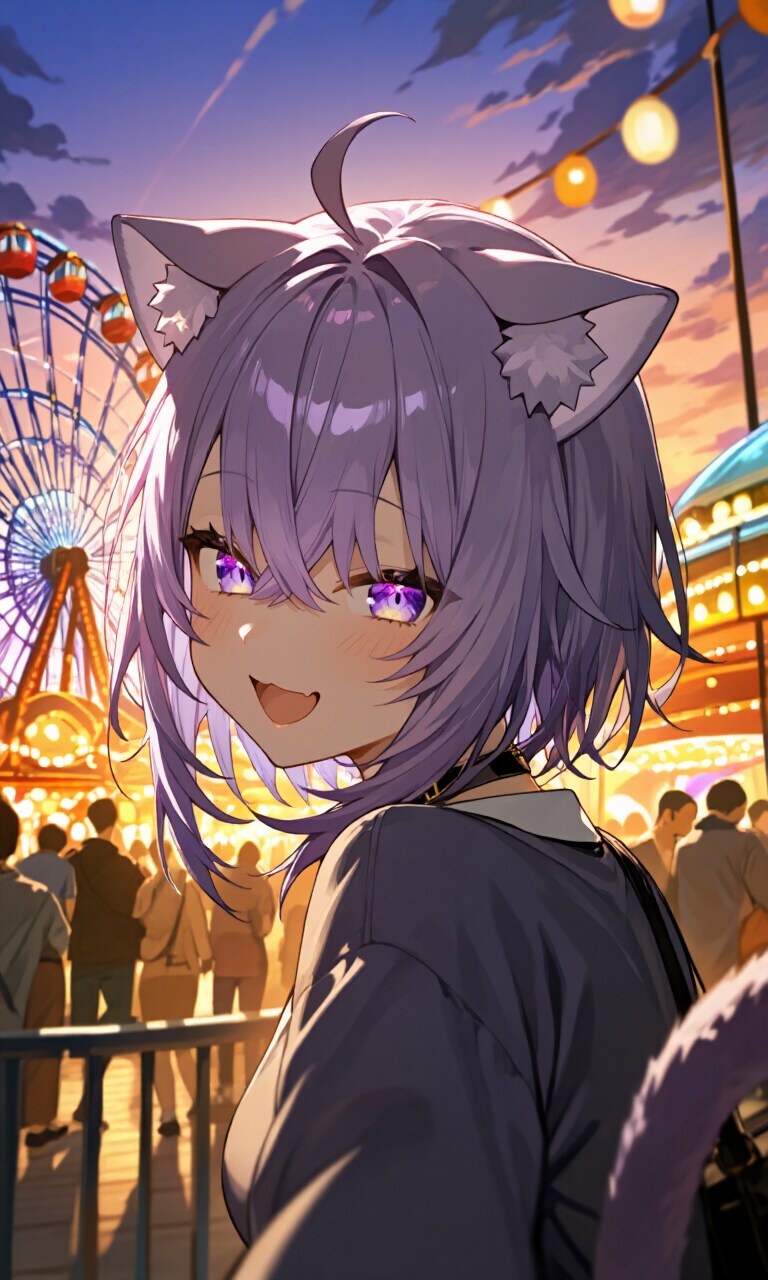 猫又おかゆ　遊園地デート | の人気AIイラスト・グラビア