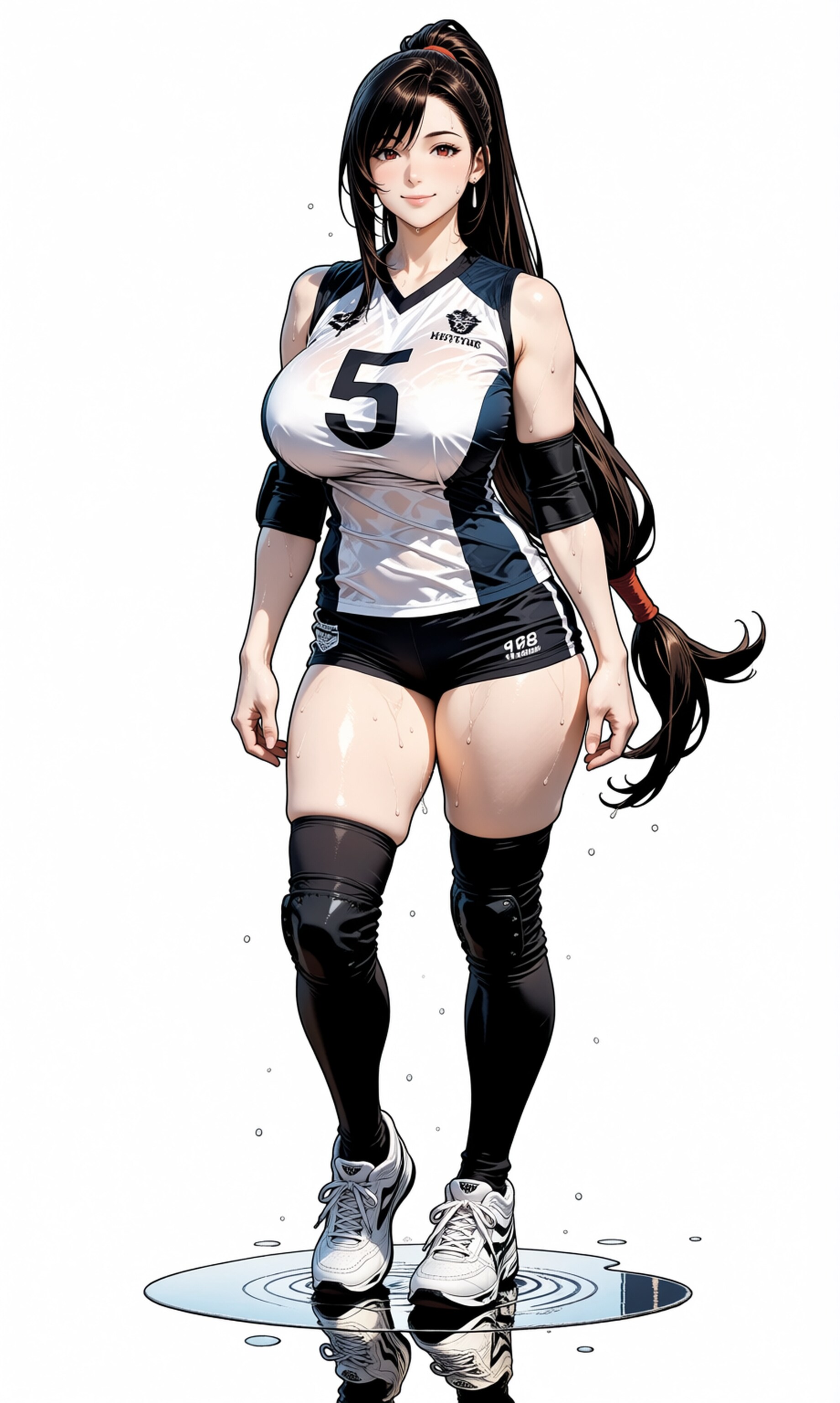 汗で濡れ透けバレーボール部先輩のティファさん