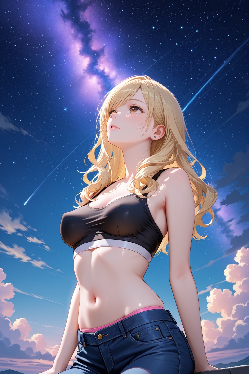 星空を見上げる