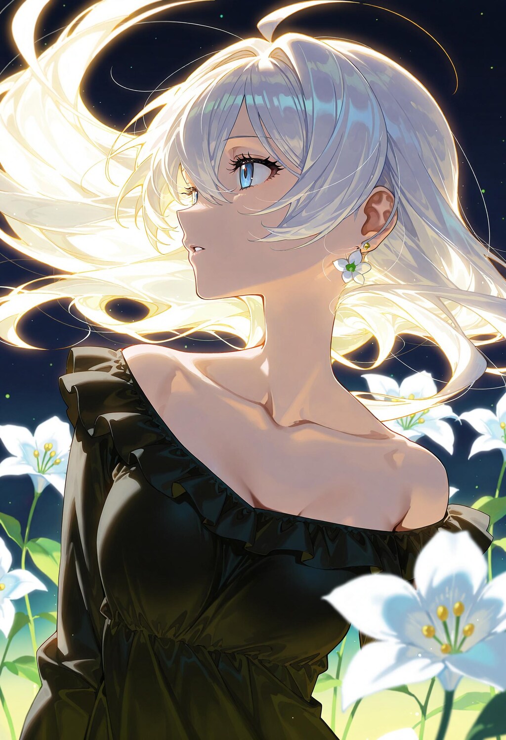 少女と百合の花
