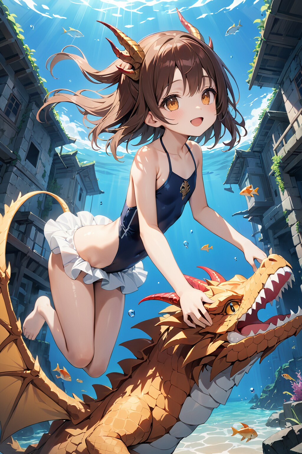 ドラゴンと水中散歩