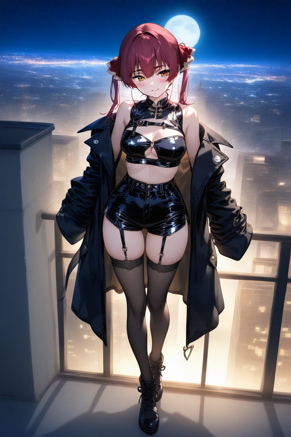 深夜ビルの屋上で待ってるマリソ | の人気AIイラスト・グラビア