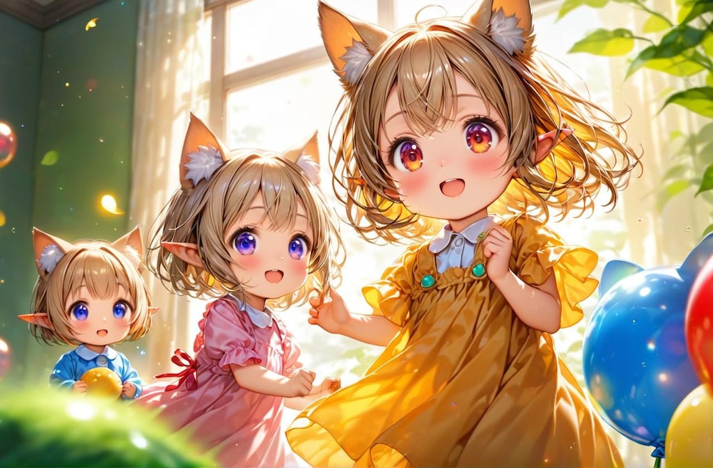 スモックとケモ耳エルフちゃん（12枚）